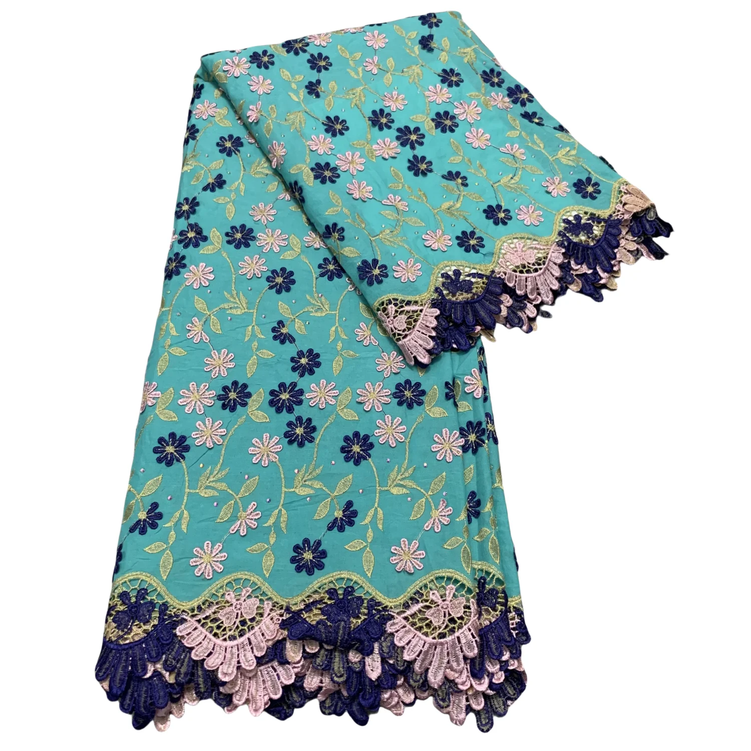 

Nigerian Swiss Voile Lace Fabric with 3D Flower Applique And Stones Super Quality African Wedding Dress Lace 2025