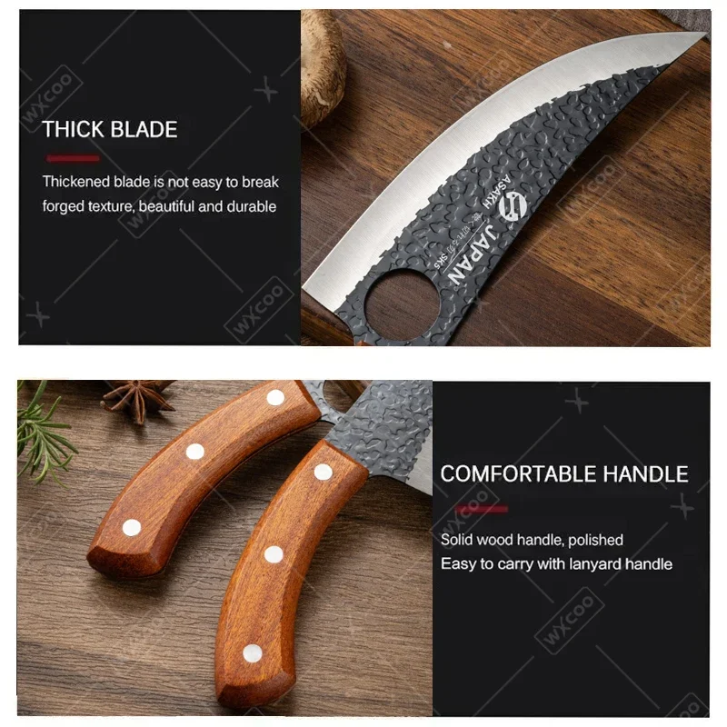 WXCOO Professionelles Küchen-Ausbeinmesser, Metzger, Fleischbeil, handgeschmiedet, für den Haushalt, Obst, Schneiden, Gemüse, Schneiden, Küchenmesser – Detail 5