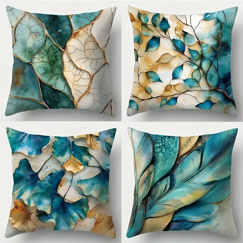 Artistic Leaf Vein Pattern Home Decor Pillow Cover Living Room Sofa Polyester Cushion Cover with Zipper