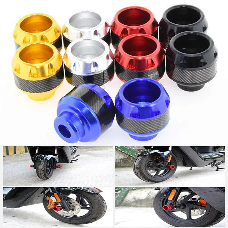 2PCs Universal Motorcycle Falling Protectors Carbon Fiber Motorbike Wheel Tire Crash Safety Falling Protection Wheel Tyre Slider