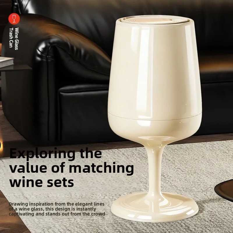 Vintage tall trash can luxury household stemware waste bin living room bedroom dual bucket with wheels