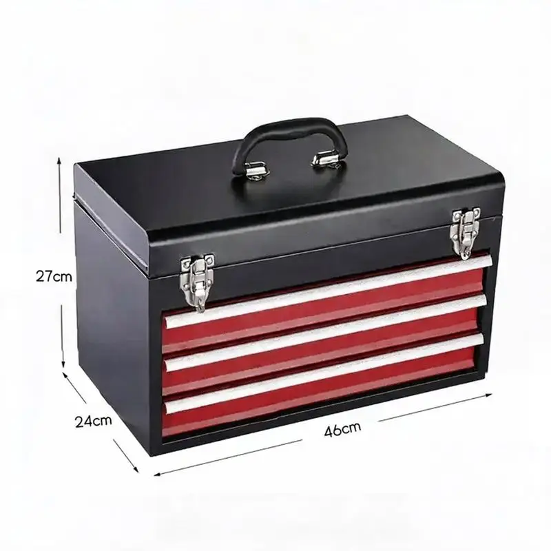 Professional Heavy Duty Stainless Steel Toolbox Multi-Purpose Metal Toolbox with Portable Handle for Workshop Use