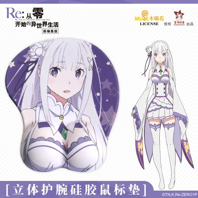 Re:ZERO Emilia 3D Ergonomic Mouse Pad Cosplay Prop