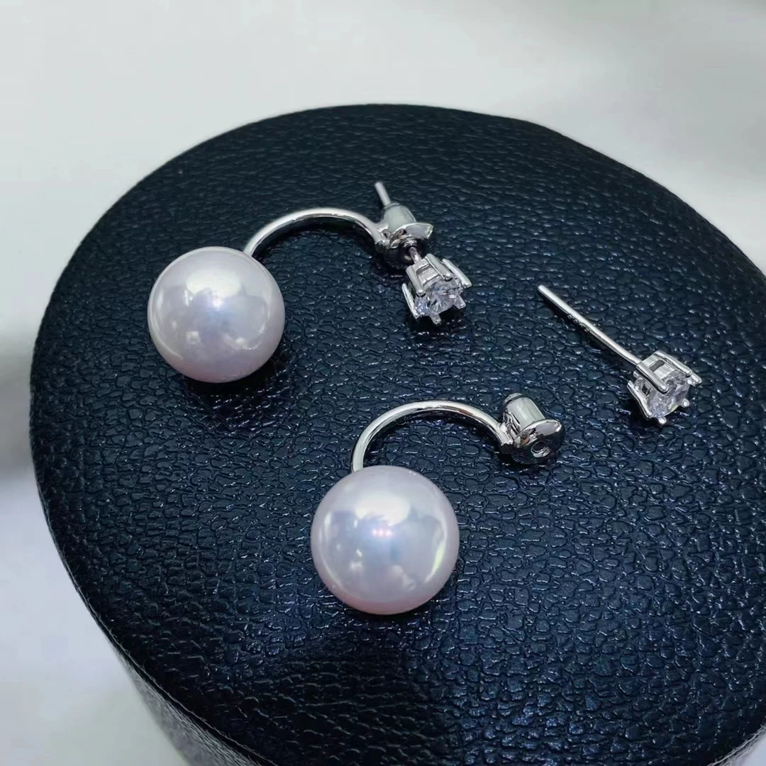 

Wholesale Hot 925 Sterling Silver Earrings Mount Findings Settings Base Mounting Parts Accessory for 9-11mm Pearls