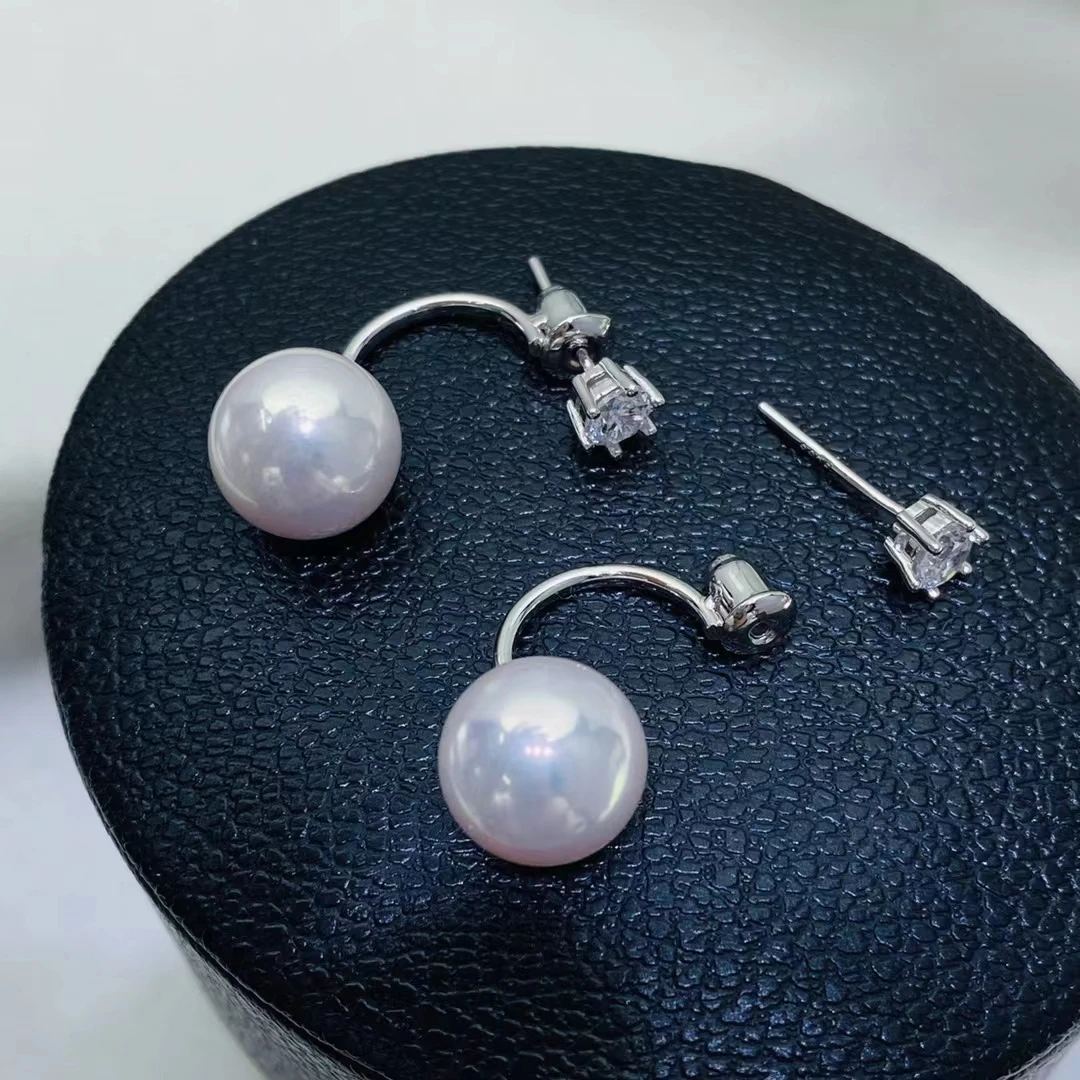 Wholesale Hot 925 Sterling Silver Earrings Mount Findings Settings Base Mounting Parts Accessory for 9-11mm Pearls