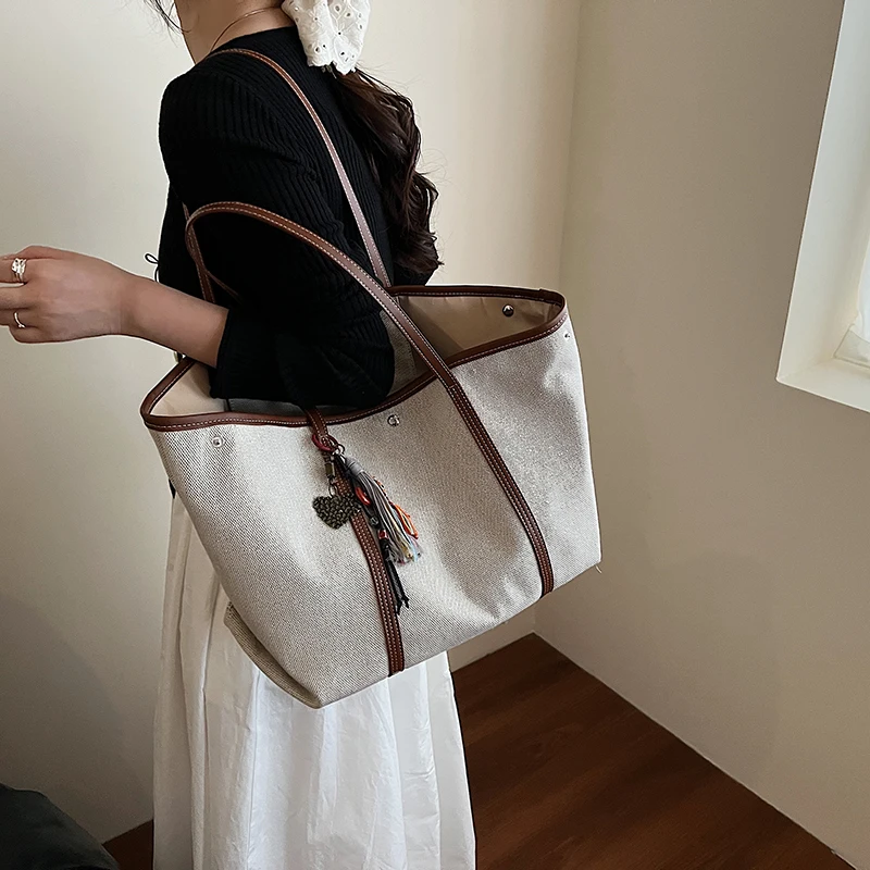 

Large Capaci Canvas Tote Bag for Commuting Casual Sle Underarm Bag 2025 New Spring Faion Chelre&Kleth Handbag