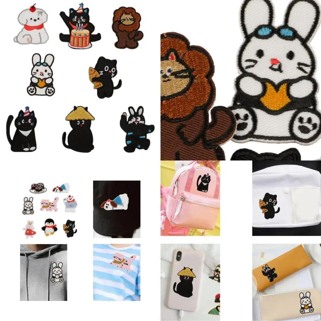 

8 Pcs Animal Sew On/Iron On Patches Cats Embroidery Patches Lion Repair Patches Y08E