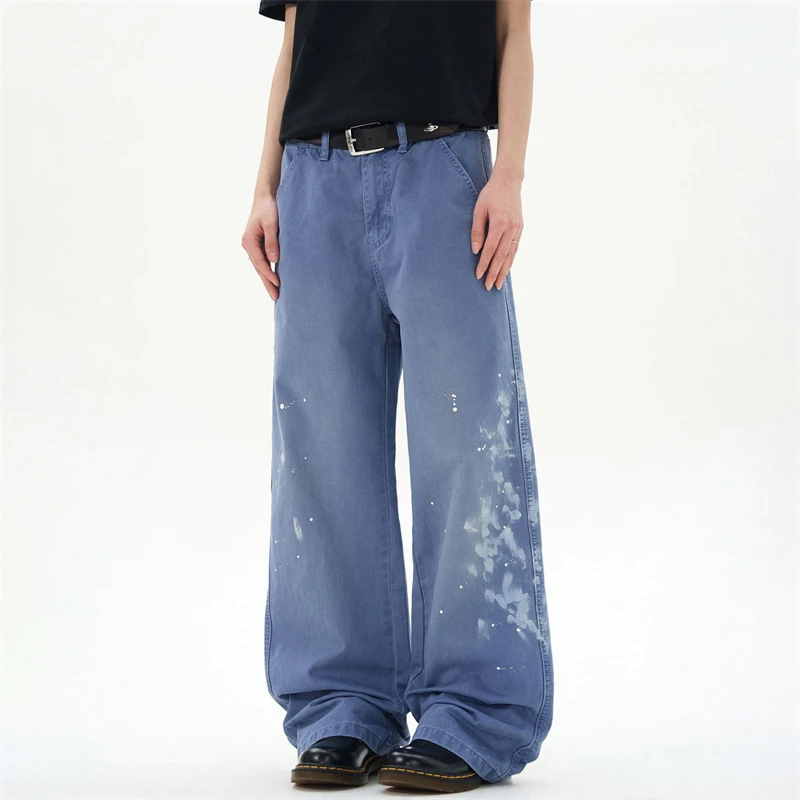 

SummerNew women's retro highStreet washed jeans y2k loose wide-legFashionable casual straight slightly flared floor-length pants