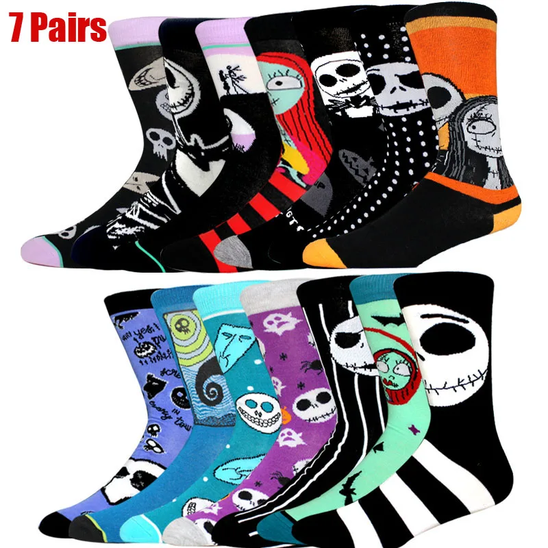 

7 Pairs New Anime Long Halloween Men Socks Novel Couples Cosplay Socks Personality Hip Hop Harajuku Happy Funny Socks for Women