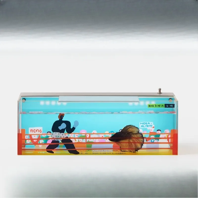 

Boxer desktop ornament night light atmosphere water cylinder fish tank