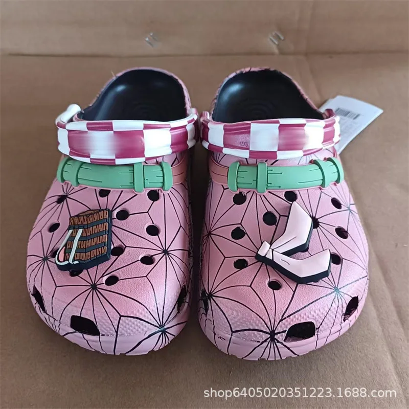 Anime Demon Slayer Spider-Man Clogs Lightweight Eva Slip-On Sandals Decor 3D Shoe Charms Anti-Slip Comfort Slippers for Fan Gift