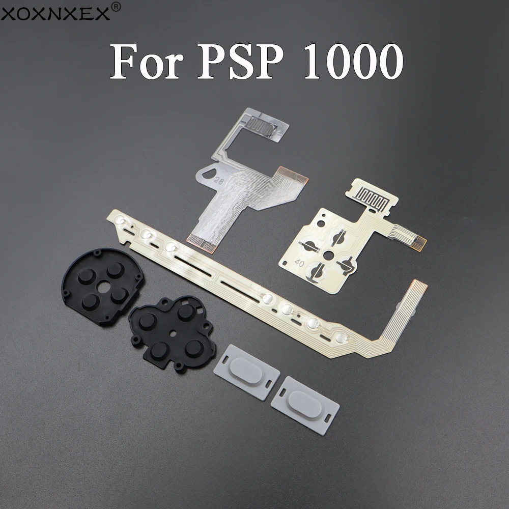 1 Juego de Kit de Reparación de Botones Completos para PSP 1000 - Almohadillas de Goma Conductivas + Cable Flexible para Botones de Volumen Izquierdo y Derecho y Botones de Hombro