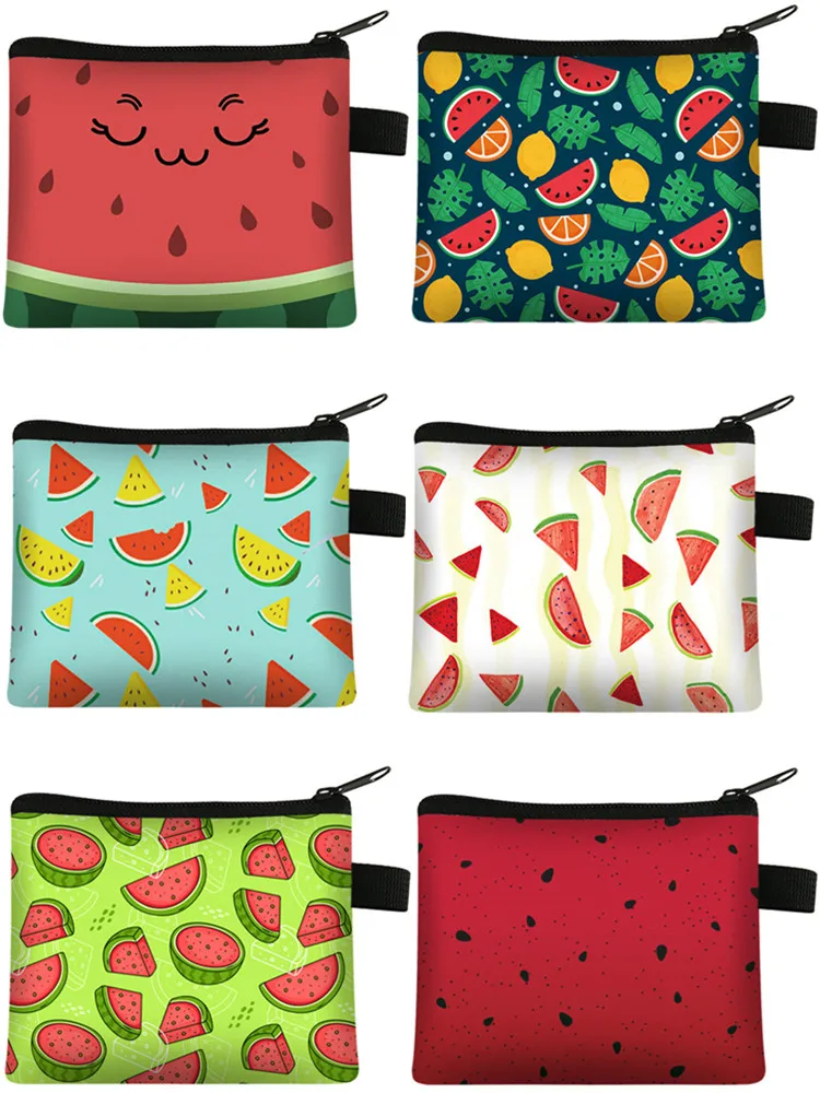 New Mask Bag Fruit Watermelon Wallet Portable Card Bag Coin Key Storage Bag Polyester Hand Bag Coin Purse Mini Bag Sac Cute Bag