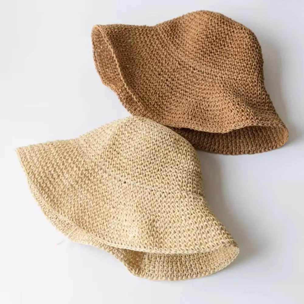 moda-cor-solida-praia-chapeu-de-sol-estilo-coreano-anti-uv-croche-chapeu-de-palha-casual-caminhadas-bone-verao-balde-chapeu-pesca