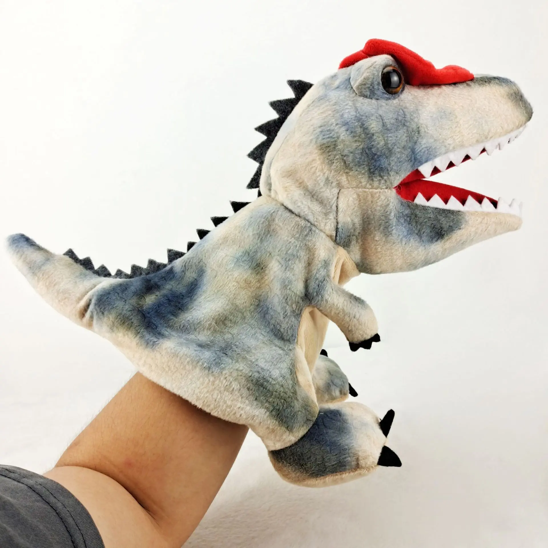 New 11 style Dinosaur Hand Puppet Plush toys Kindergarten performance Hand control glovesTriceratops Tyrannosaurus Dilophosaurus