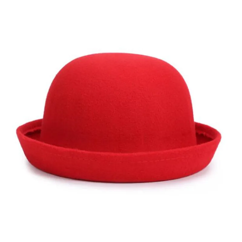 Adjustable Bowler Hat Imitation Woolen Hat Round Cap Flanging Performance Cap Boys Girls Autumn Winter Fashion Hats