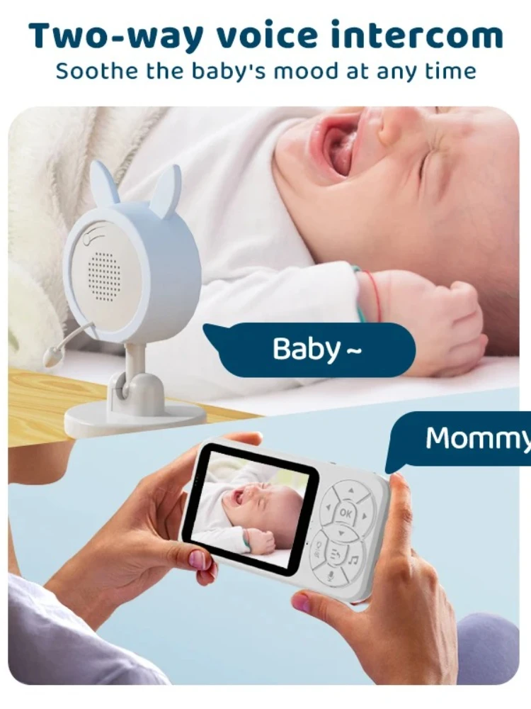 جهاز مراقبة الطفل الجديد بإضاءة ليلية RGB مقاس 3.5 بوصة مع كاميرا مراقبة لمربية الأطفال للرؤية الليلية وكشف درجة الحرارة والاتصال الداخلي الصوتي