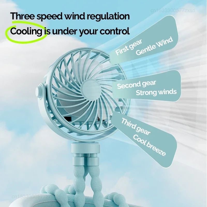 Вентилятор для детской коляски, ручной перезаряжаемый USB-безлопастной маленький складной вентилятор, мини-вентилятор, бесшумный настольный уличный охладитель, шейный вентилятор