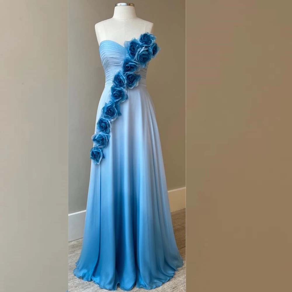 

Jersey Flower Pleat Clubbing Straight Strapless Bespoke Occasion Gown Long Dresses