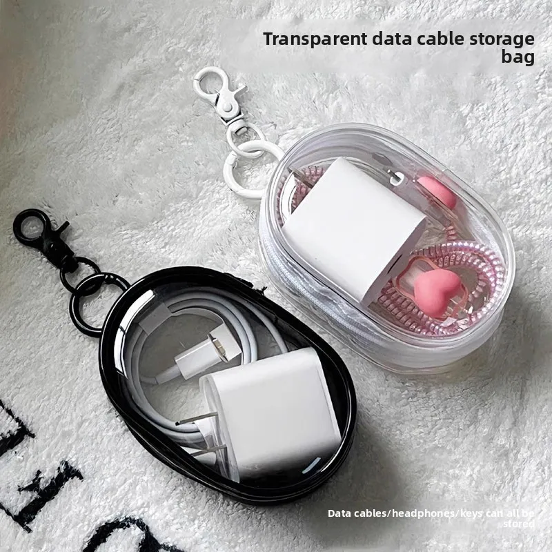 

Transparent data cable storage bag travel digital charger cable protection visual multi-purpose organizer portable practical bag