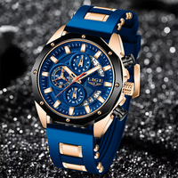 LIGE Blue Silicone Watch For Men Fashion Military Sport Chronograph Clock Male Top Brand Luxury Waterproof Watches Montre Homme