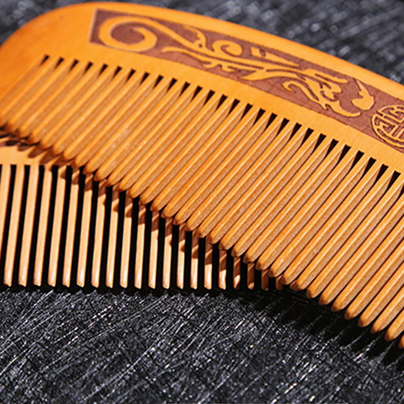 Natural Peach Wood Comb Anti-Static Wide Tooth Hair Combs Head Massage Hair Care Comb Detangling Portable