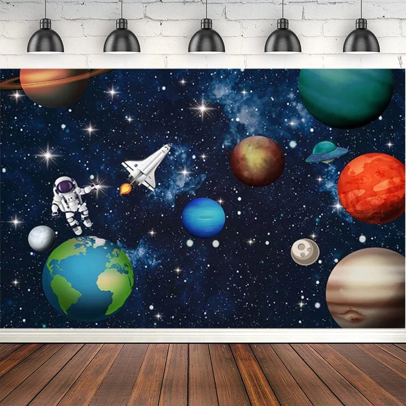 Earth Universe Space Planet Photography Backdrop Spaceship Astronaut Birthday Party Background Poster Photocall Photo Studio