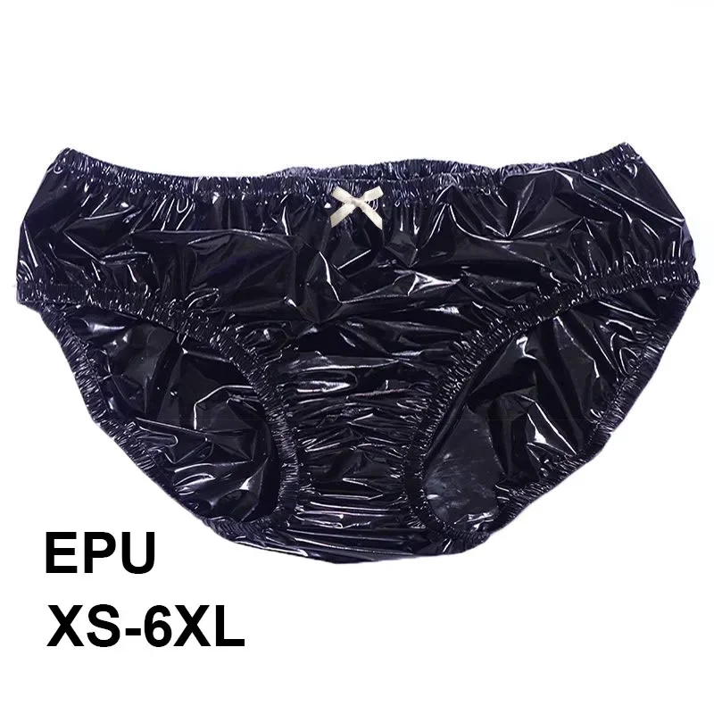 

Men EPU Ultra-thin Mid Waist Plastic Underpants Bra Soft Smooth Silent ABDL Panties Women Leak Proof Briefs Couple Erotic Pants