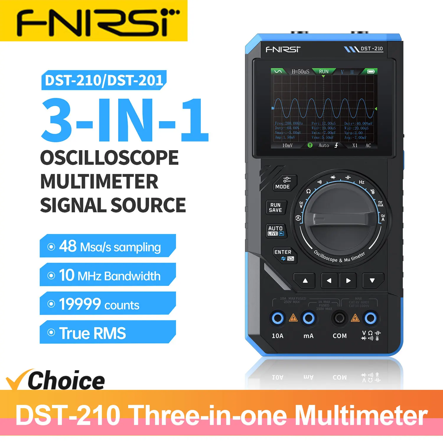 

FNIRSI DST210/DST-201 Three-in-one Four-and-a-half-digit Digital Multimeter Automobile fault diagnosis and detection tools