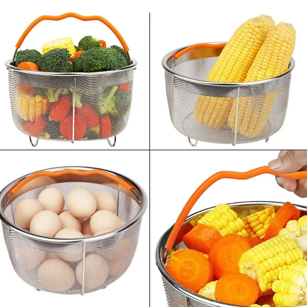 304 Stainless Steel Food Steamer Basket for Instapot Accessories for Instapot  6 Qt Pressure Cooker with Silicone Covered Handle