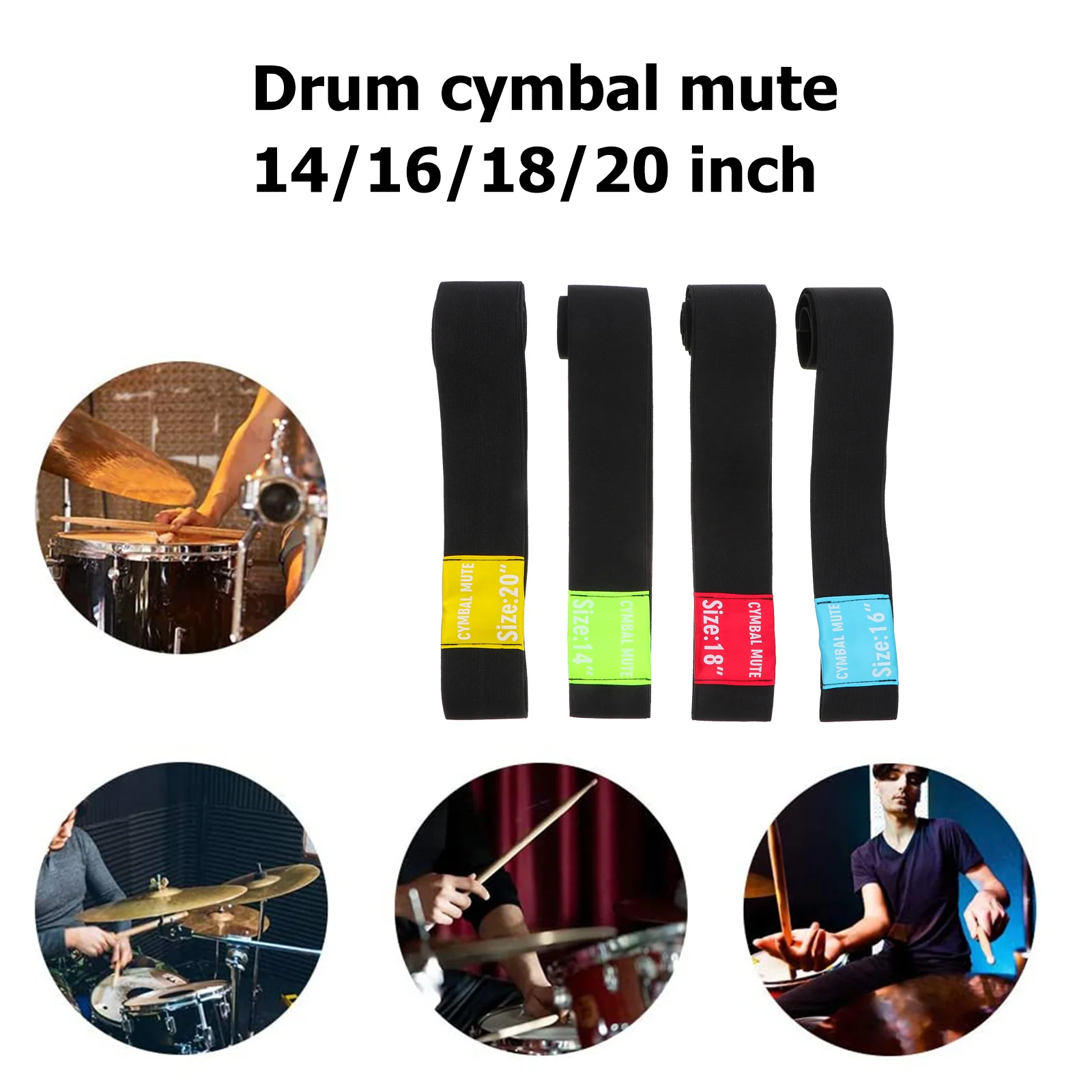 4 Pcs Drum Belt Cymbal Mute Elastic Practice Supply Kit Accessory Colorful Tape