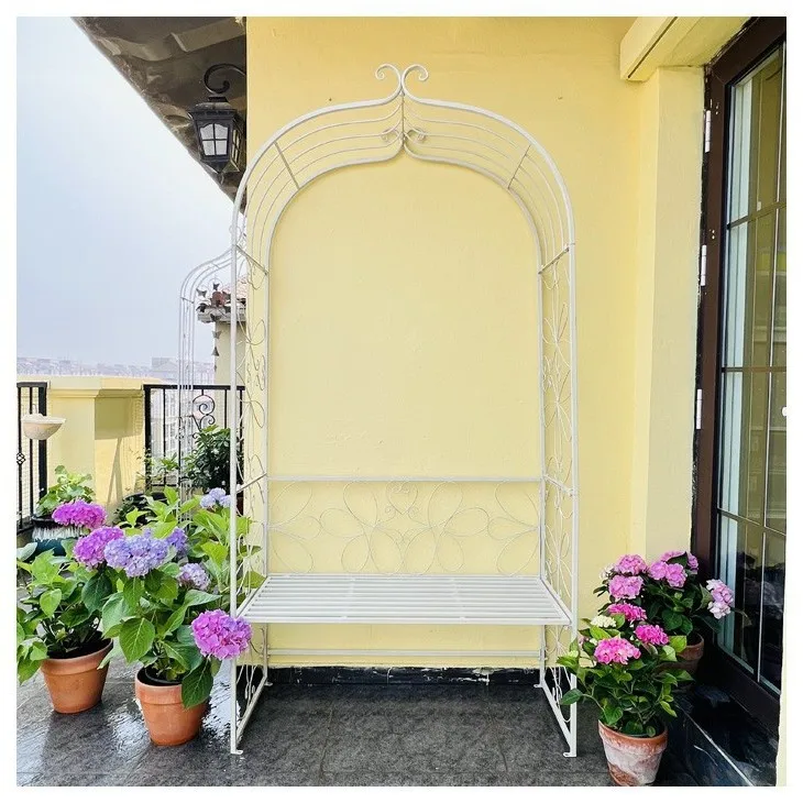 European arch flower stand outdoor courtyard wrought iron arch door outdoor climbing vine stand 3