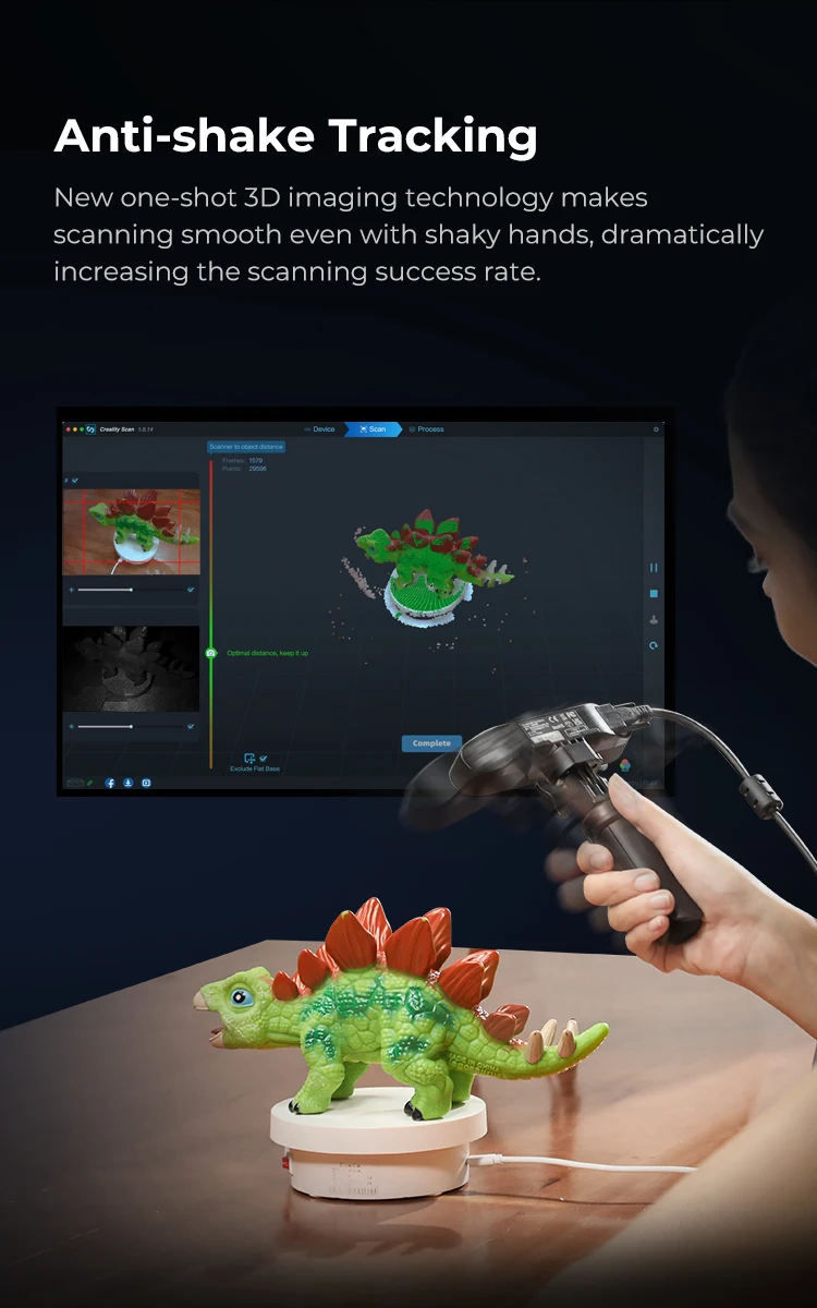 ماسح ضوئي Creality CR-Scan Ferret Pro ثلاثي الأبعاد 0.1 مم 24 بت مسح بالألوان الكاملة تتبع Canti-shake WiFi6 مسح لاسلكي سهل الاستخدام