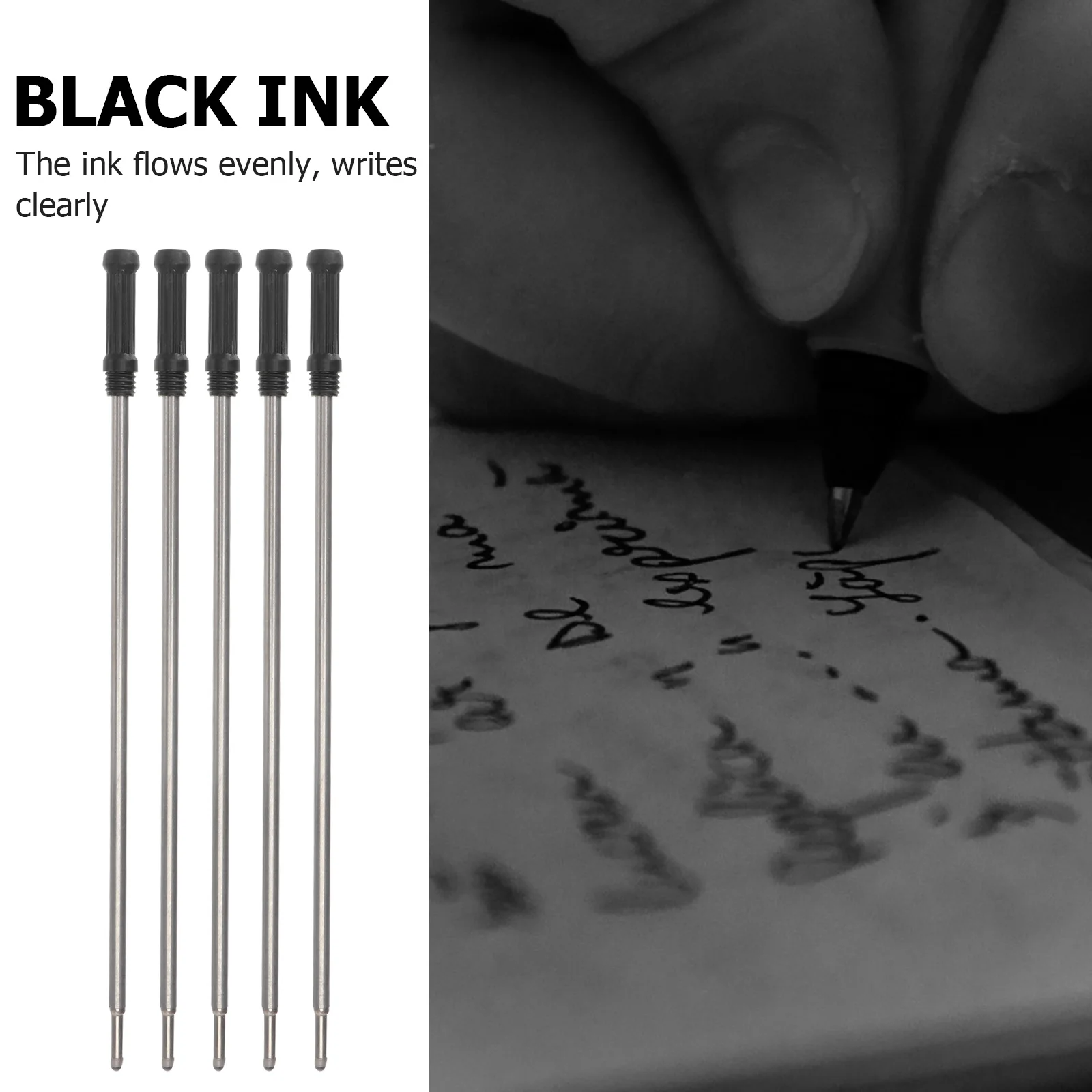 

20pcs Metal Pen Refills Ballpoint Black Ink 115mm Length Fine Tip Smooth Writing Compatible with Cross Other Brands