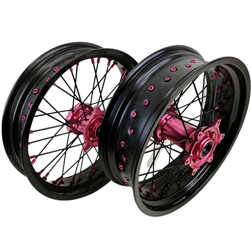 

Pink Hubs Fit EXC YZF 16/17 Wheel Set Pink Rims Super Motorcycle Motard Dirt Bike Pit Bike Wheels