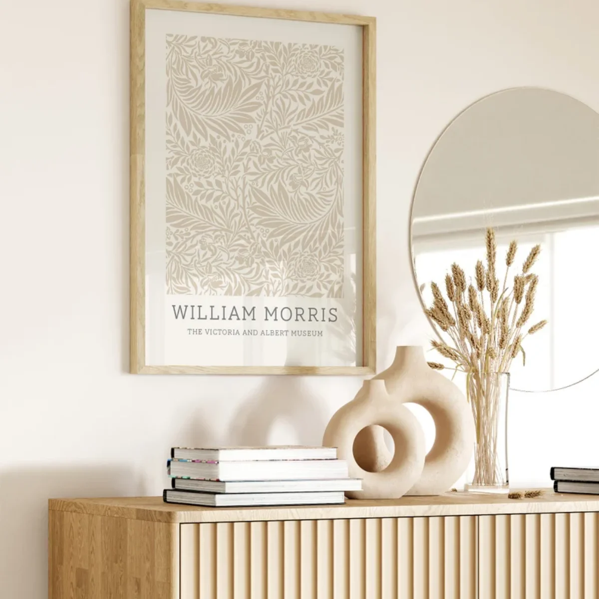 3pcs/set Neutral Beige William Morris Floral Abstract Canvas Print Poster Modern Botanical Art Print Bedroom Wall Art Home Decor