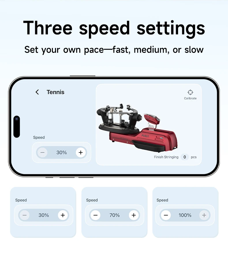 Electric Tennis Stringing Machine, Desktop PS-Smart T Portable ±0.1lb Precision 6-Point Clamping APP Control, Home Use