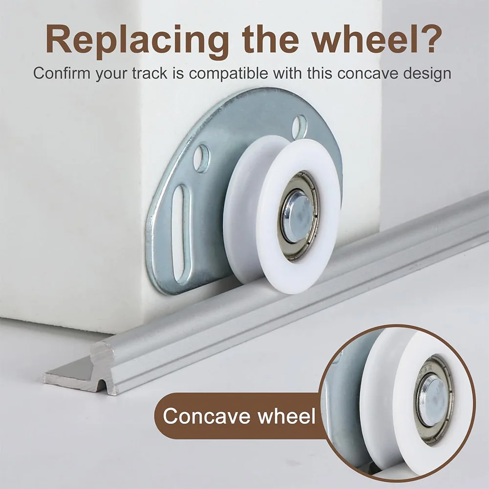 Ball Bearing Sliding Door Wheels 6 Sets for Top Hung Bypass Doors Compatible with 5/8 inch to 1 3/8 inch Panels