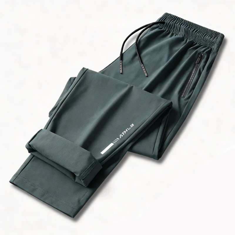 

Высококачественные брюки из ледяного шелка для мужчин: летние, тонкие, повседневные, новые, свободного кроя, с высокой эластичностью, быстросохнущие, для активного отдыха и бега.