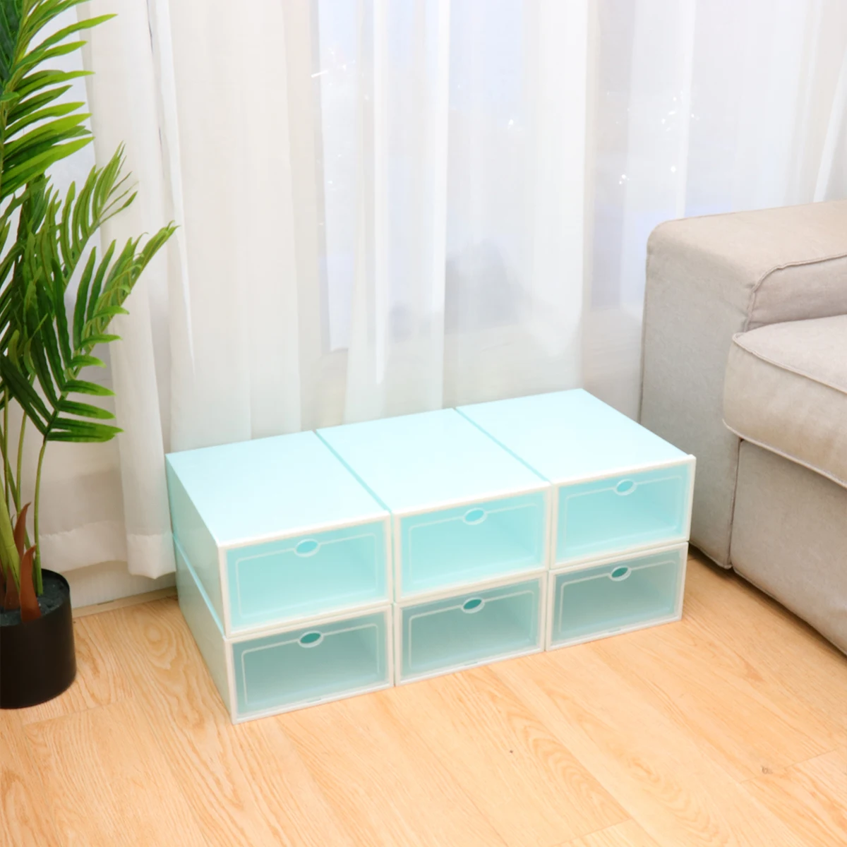 

6PCS Stackable Transparent Shoe Boxes Storage Bins Containers Closet Entryway Under Bed Cabinet ganizer Shoes