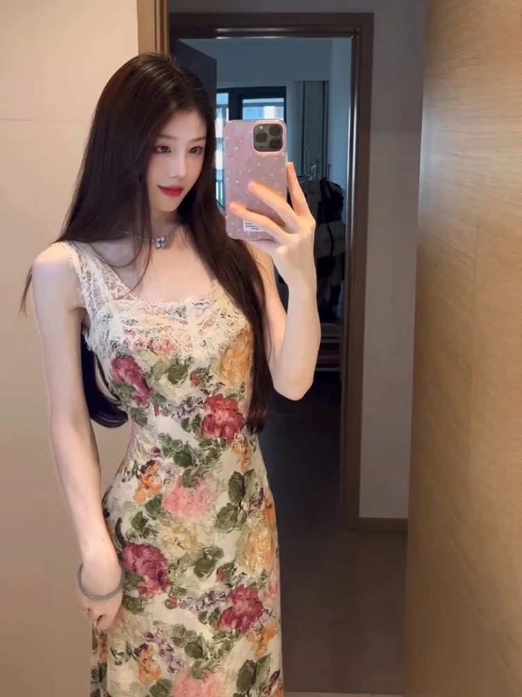 

XZY Chic: Летнее платье-сарафан больших размеров с принтом и кружевом, повседневное, из полиэстера, с V-образным вырезом, короткое