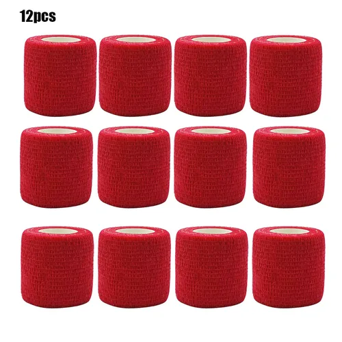 Imagen 2 del producto Vendajes elásticos rojos autoadhesivos deportivos, antideslizantes, atléticos, no tejidos, impermeables, elásticos para muñeca y tobillo, 1/3/6/20 piezas