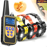 PUPOPAN 800m LCD Dog Training Collar/Remote Control Pet Bark Stopper Dog Waterproof Electric Training Collars With Beep/Shock