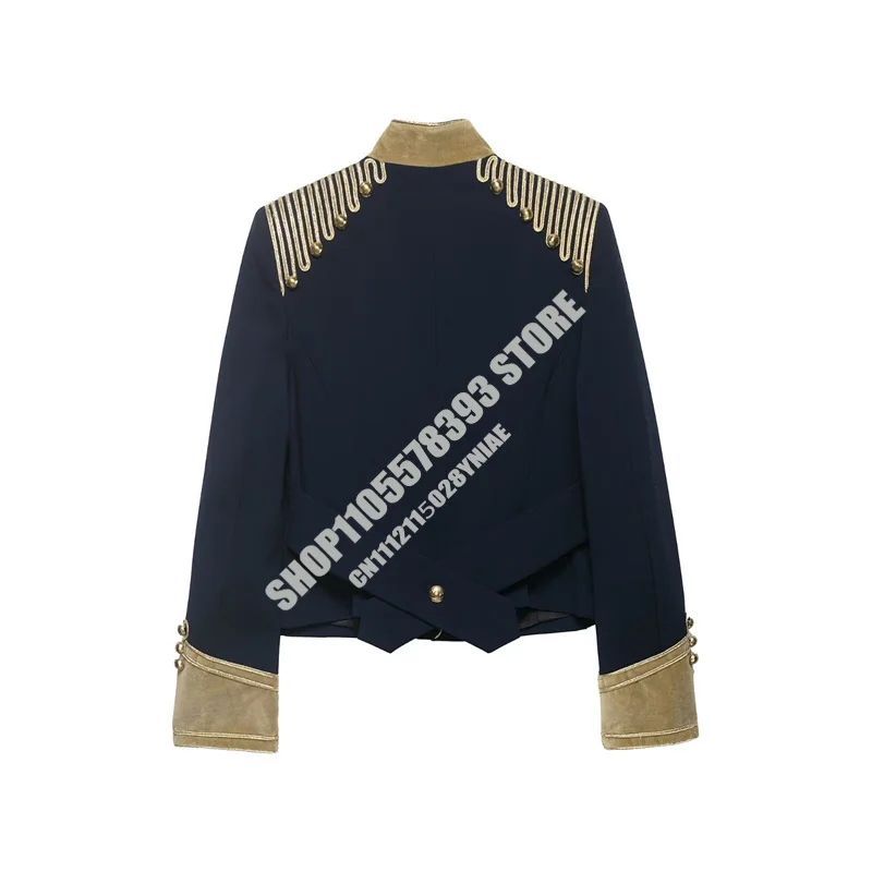 

2026 Summer Women's Coat 2026 Summer New Long Sleeve Knot Button Decorative Cavalier Style Napoleon Coat Unique Fashion Hot Sale