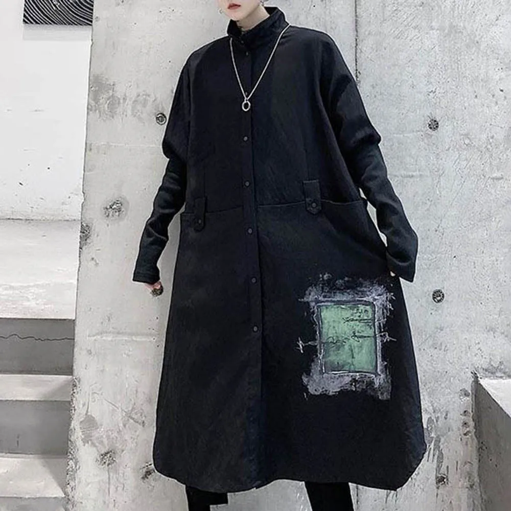 

Осенняя мужская рубашка средней длины с длинными рукавами Y2k в американском стиле ретро унисекс, модные тенденции, свободные дышащие нишевые повседневные мужские топы 2025