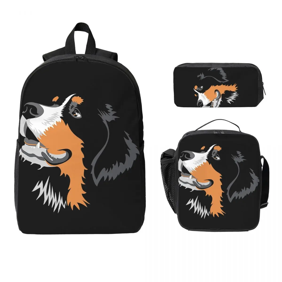 

Bernese Mountain Dog Backpack Student Boys Girls BookBag School Bag Computer Shoulder Bags 3ps Insulated Lunch Bag Pencil Case