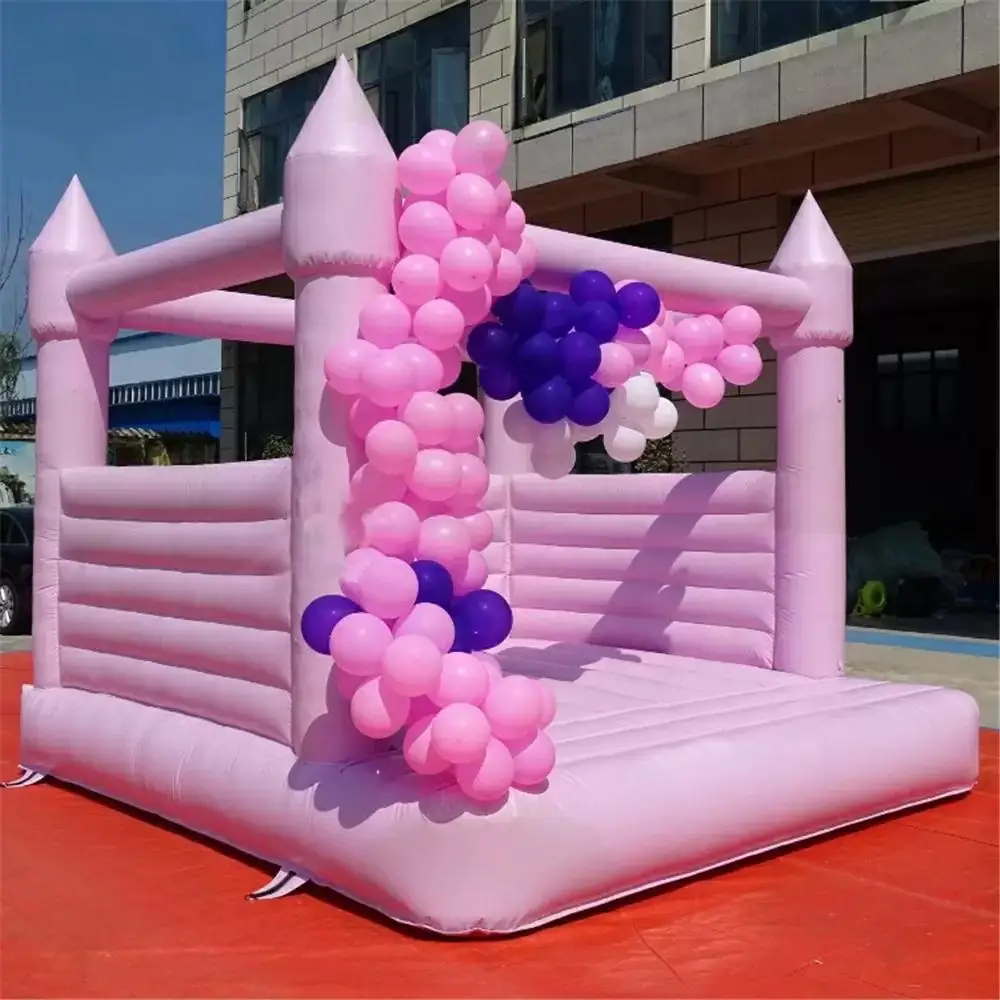 Wholesale 4x4m Pink Air Jumping Inflatable Wedding Bouncer Jumper Castle White Bounce House For Bridal Party Event Celebration