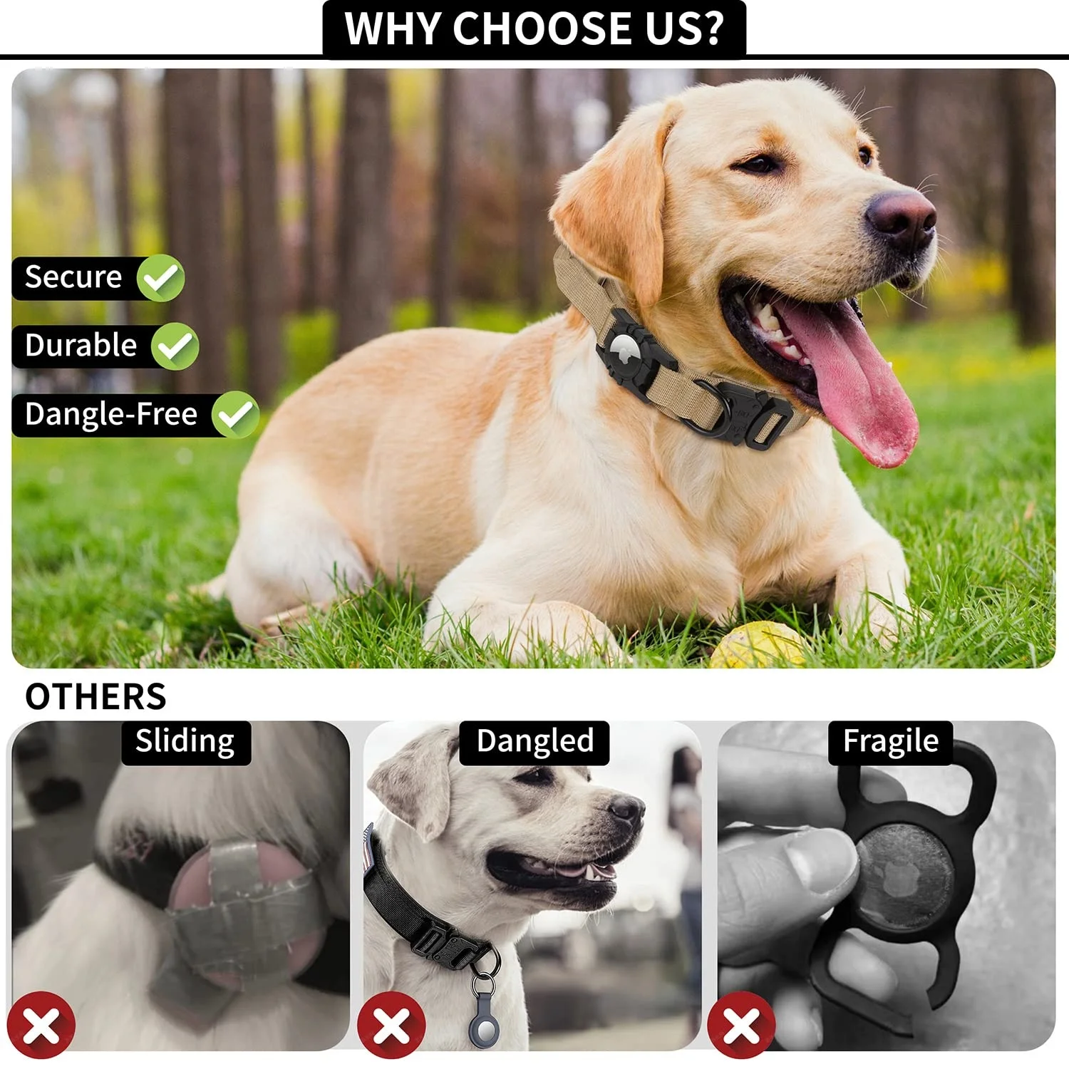 Einstellbare Nylon AirTag Halter Hundehalsband Metall Schnalle Haustier Taktische Halsband Hund Zubehör Anti Letzte und Haustier Hunde Tracing Sicher – Detail 17