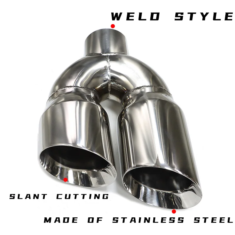 

hhmY Shape Car Dual Exhaust Tip Universal Muffler Tip Stainless Steel Exhaust Pipe Nozzle 2.8" Inlet Tailpipe 8.46" Outlet Nozzl