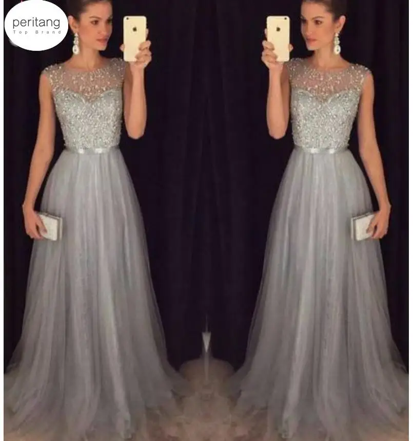 

Elegant Dress for Women Evening Party Mesh Sleeveless High Waist Sequins Shinning Wedding Ball Prom Gown Long Vestidos Female